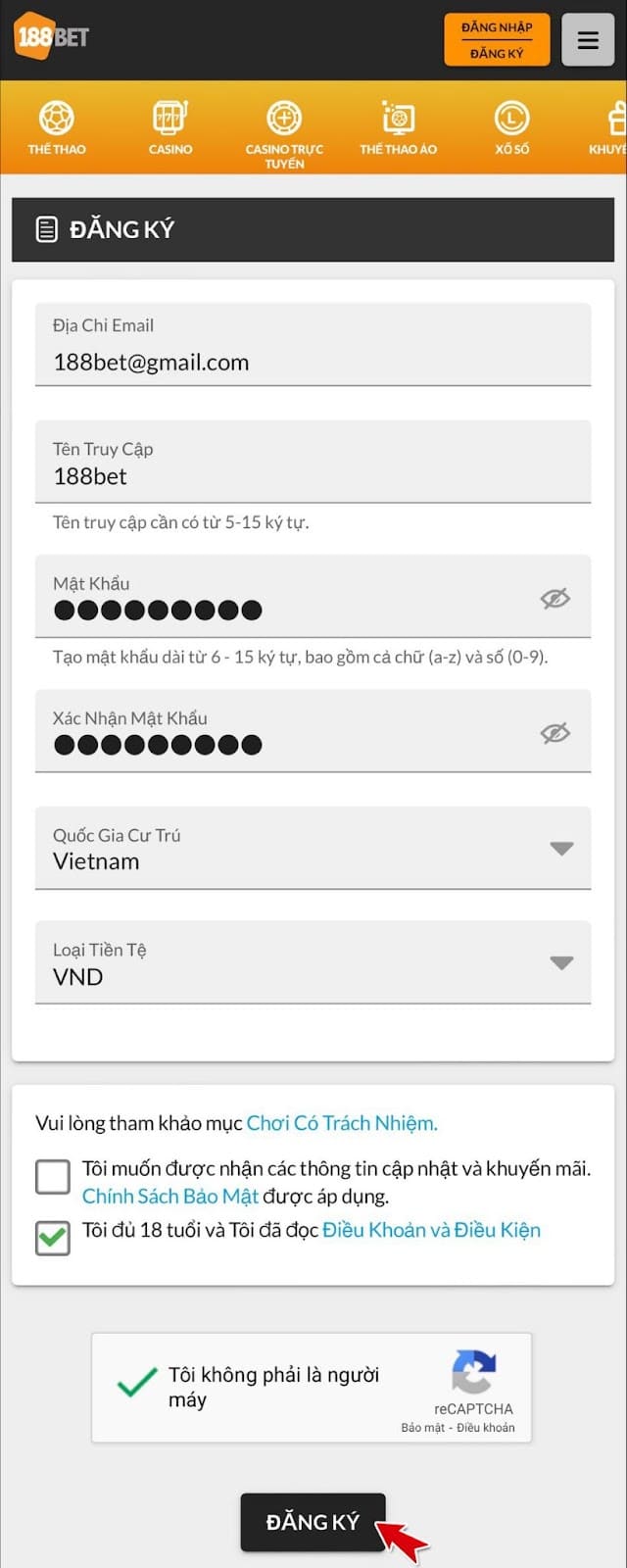 dien thong tin chi tiet de dang ky